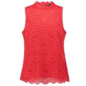 {banana republic} red lace top